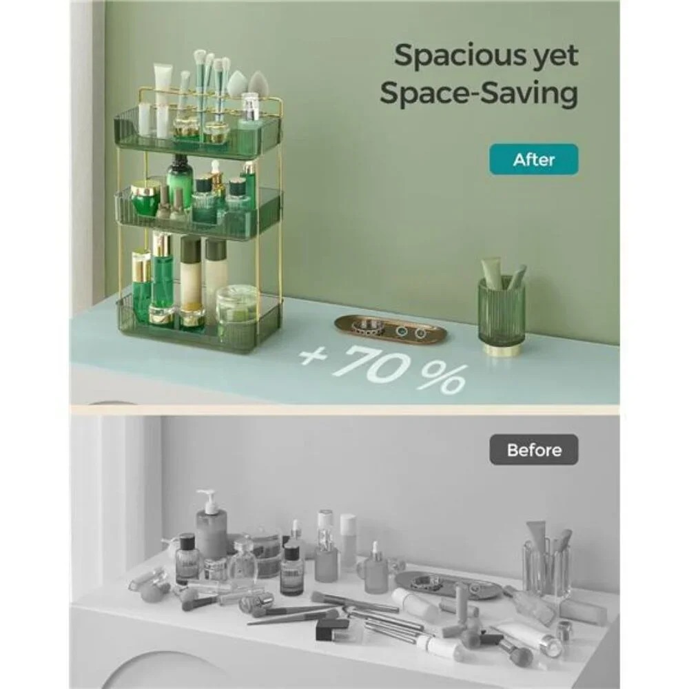 3 tier makeup organizer skincare storage shelf for vanity bathroom dresser